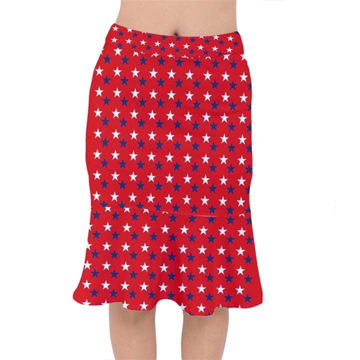 Patriotic Red White Blue Usa Mermaid Skirt