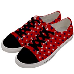 Patriotic Red White Blue Usa Men s Low Top Canvas Sneakers by Celenk