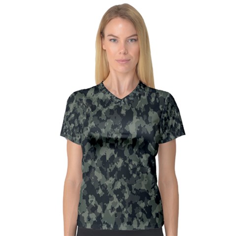 Camouflage Tarn Military Texture V-neck Sport Mesh Tee by Celenk