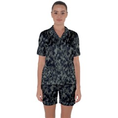 Camouflage Tarn Military Texture Satin Short Sleeve Pyjamas Set