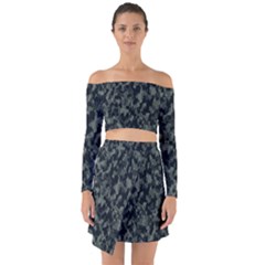 Camouflage Tarn Military Texture Off Shoulder Top With Skirt Set