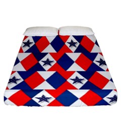 Patriotic Red White Blue 3d Stars Fitted Sheet (california King Size) by Celenk