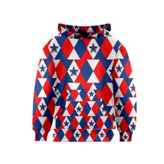 Patriotic Red White Blue 3d Stars Kids  Pullover Hoodie