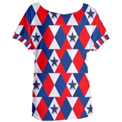 Patriotic Red White Blue 3d Stars Women s Oversized Tee