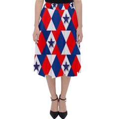 Patriotic Red White Blue 3d Stars Folding Skater Skirt