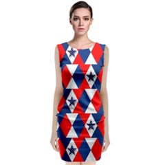 Patriotic Red White Blue 3d Stars Classic Sleeveless Midi Dress by Celenk