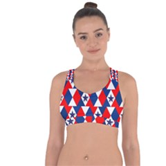 Patriotic Red White Blue 3d Stars Cross String Back Sports Bra by Celenk