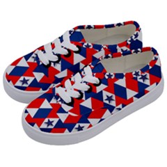 Patriotic Red White Blue 3d Stars Kids  Classic Low Top Sneakers by Celenk