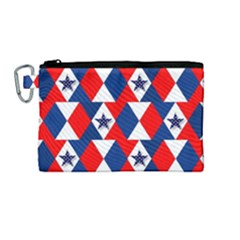 Patriotic Red White Blue 3d Stars Canvas Cosmetic Bag (medium)