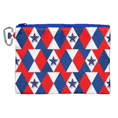 Patriotic Red White Blue 3d Stars Canvas Cosmetic Bag (xl)