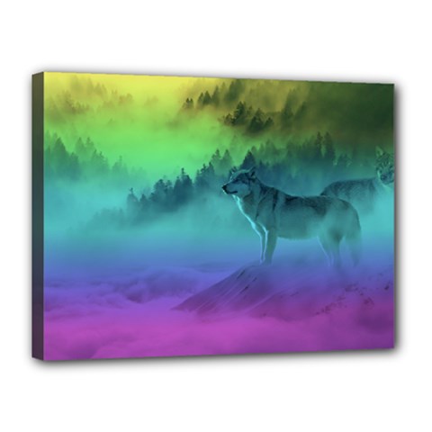 Yellowstone Wolfs Sunset Canvas 16  X 12  by PodArtist