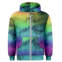 Yellowstone Wolfs Sunset Men s Zipper Hoodie by PodArtist