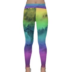 Yellowstone Wolfs Sunset Classic Yoga Leggings by PodArtist