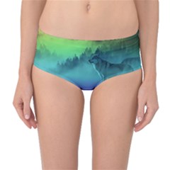 Yellowstone Wolfs Sunset Mid-waist Bikini Bottoms by PodArtist