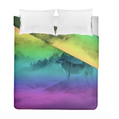 Yellowstone Wolfs Sunset Duvet Cover Double Side (full/ Double Size) by PodArtist