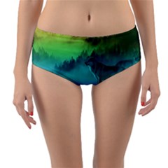 Yellowstone Wolfs Sunset Reversible Mid-waist Bikini Bottoms by PodArtist