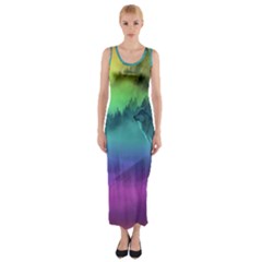 Yellowstone Wolfs Sunset Fitted Maxi Dress by PodArtist