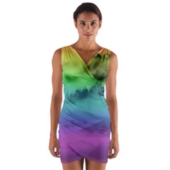 Yellowstone Wolfs Sunset Wrap Front Bodycon Dress by PodArtist