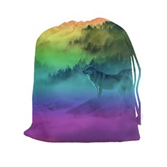 Yellowstone Wolfs Sunset Drawstring Pouches (xxl) by PodArtist