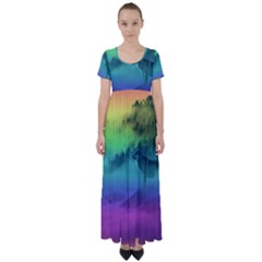 Yellowstone Wolfs Sunset High Waist Short Sleeve Maxi Dress