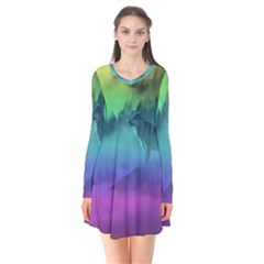 Yellowstone Wolfs Sunset Flare Dress by PodArtist