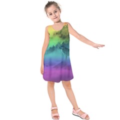 Yellowstone Wolfs Sunset Kids  Sleeveless Dress by PodArtist