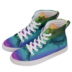 Yellowstone Wolfs Sunset Men s Hi-top Skate Sneakers by PodArtist