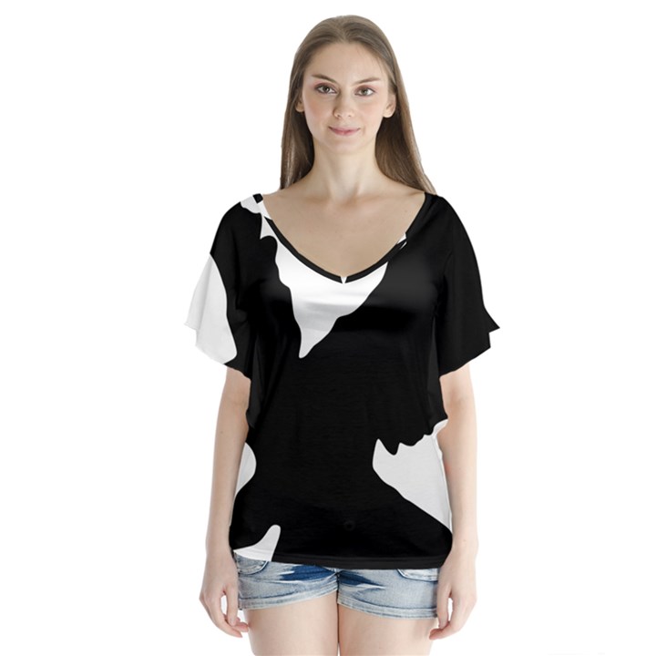 A033c2c9 48dc 4a96 9813 8c7e2baa8967 V-Neck Flutter Sleeve Top