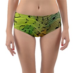 Music Notes Reversible Mid-waist Bikini Bottoms by linceazul