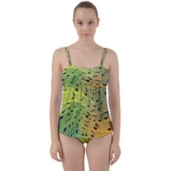 Music Notes Twist Front Tankini Set by linceazul