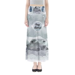 Cute Polar Bear Baby, Merry Christmas Full Length Maxi Skirt by FantasyWorld7