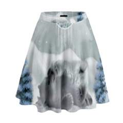 Cute Polar Bear Baby, Merry Christmas High Waist Skirt by FantasyWorld7