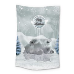 Cute Polar Bear Baby, Merry Christmas Small Tapestry by FantasyWorld7