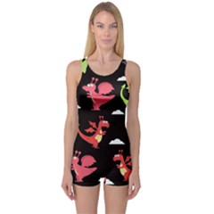 Cute Flying Dragons One Piece Boyleg Swimsuit by Bigfootshirtshop