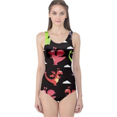 Cute Flying Dragons One Piece Swimsuit by Bigfootshirtshop