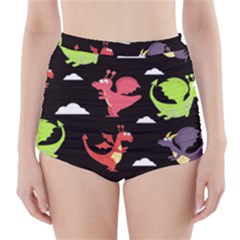 Cute Flying Dragons High-waisted Bikini Bottoms by Bigfootshirtshop