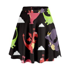 Cute Flying Dragons High Waist Skirt by Bigfootshirtshop