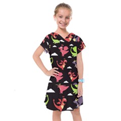 Cute Flying Dragons Kids  Drop Waist Dress