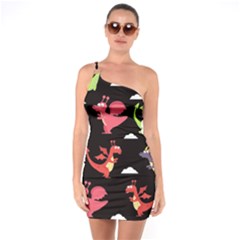 Cute Flying Dragons One Soulder Bodycon Dress by Bigfootshirtshop