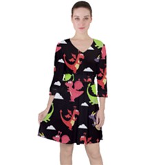 Cute Flying Dragons Ruffle Dress by Bigfootshirtshop