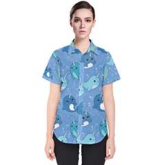 Cute Narwhal Pattern Women s Short Sleeve Shirt