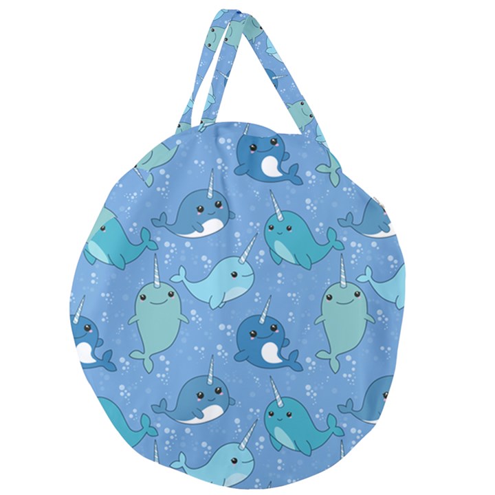 Cute Narwhal Pattern Giant Round Zipper Tote