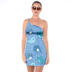 Cute Narwhal Pattern One Soulder Bodycon Dress by Bigfootshirtshop