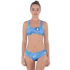 Cute Narwhal Pattern Criss Cross Bikini Set