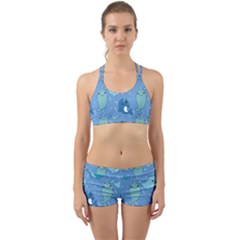 Cute Narwhal Pattern Back Web Sports Bra Set