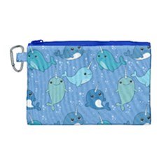 Cute Narwhal Pattern Canvas Cosmetic Bag (large)