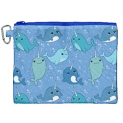 Cute Narwhal Pattern Canvas Cosmetic Bag (xxl)