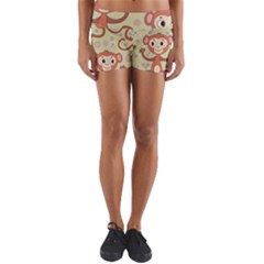 Cute Cartoon Monkeys Pattern Yoga Shorts