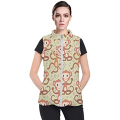 Cute Cartoon Monkeys Pattern Women s Puffer Vest