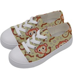 Cute Cartoon Monkeys Pattern Kids  Low Top Canvas Sneakers by Bigfootshirtshop